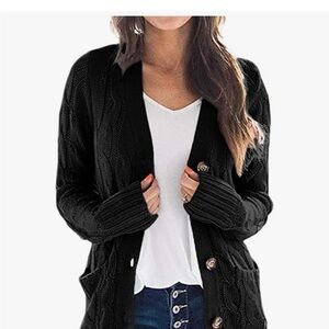 Black Cardigan with Gold Buttons